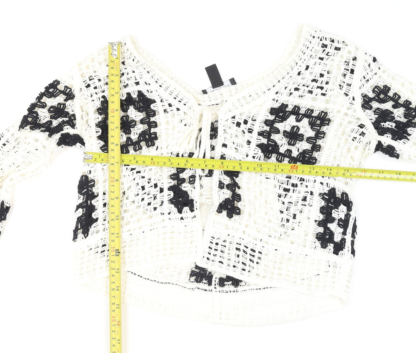 New Look Women’s White Crochet Open-Knit Boho Cardigan Size S