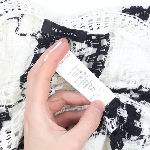 New Look Women’s White Crochet Open-Knit Boho Cardigan Size S
