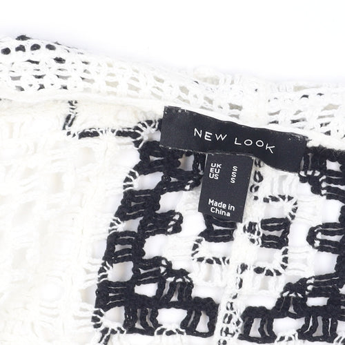 New Look Women’s White Crochet Open-Knit Boho Cardigan Size S