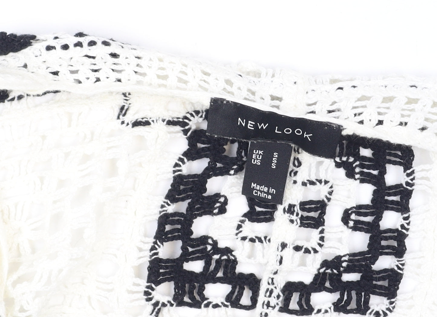 New Look Women’s White Crochet Open-Knit Boho Cardigan Size S