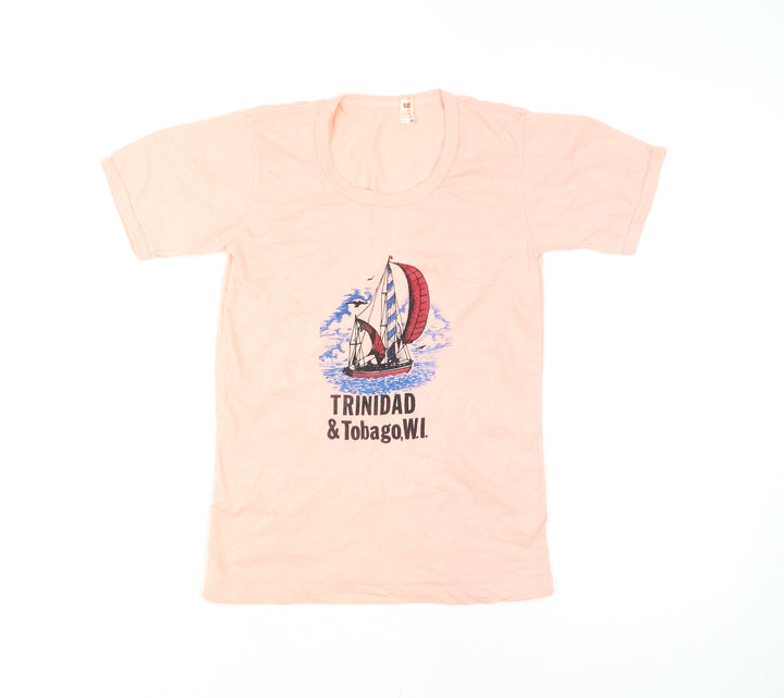 Sony Womens Pink Trinidad & Tobago Graphic T-Shirt Size S Vintage