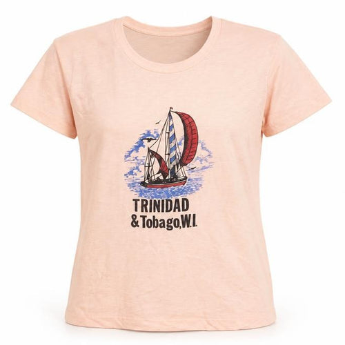 Sony Womens Pink Trinidad & Tobago Graphic T-Shirt Size S Vintage