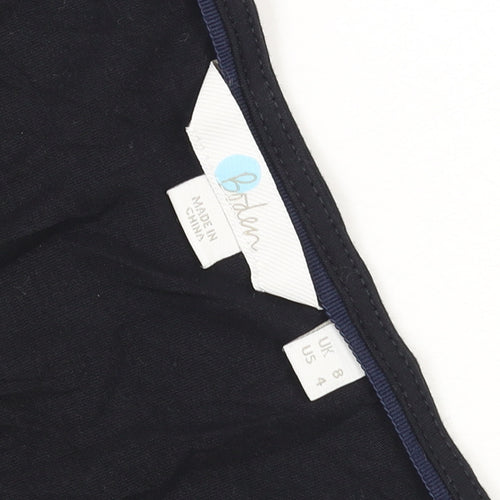 Boden Womens Black Button-Up V-Neck 3/4 Sleeve Cotton Top Size 8