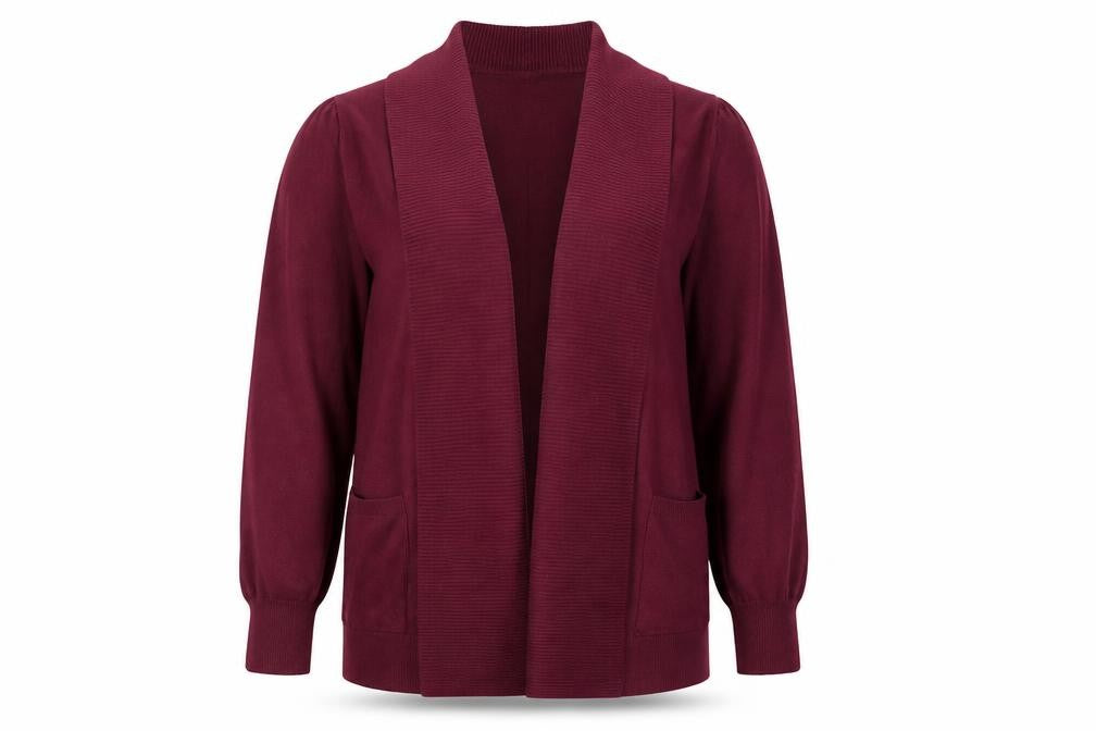 Marks and Spencer Women's Purple L Long Sleeve Open Knit Cardigan