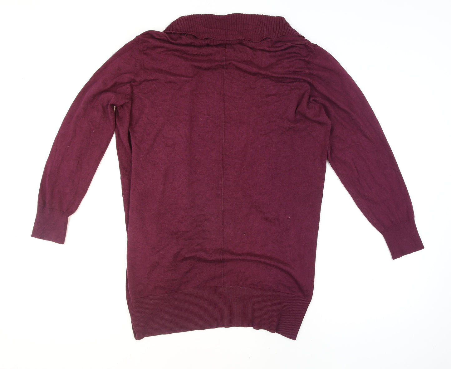 Marks and Spencer Women's Purple L Long Sleeve Open Knit Cardigan