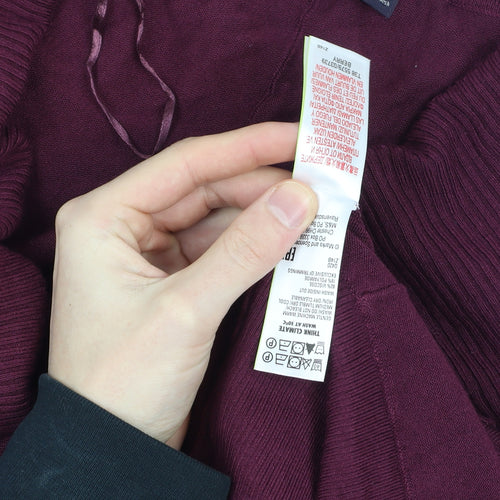 Marks and Spencer Women's Purple L Long Sleeve Open Knit Cardigan