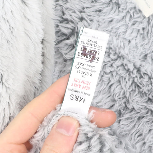 Marks and Spencer Women’s Grey Fleece Hooded Belted Robe XS