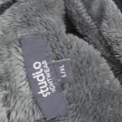 Studio Mens Grey Fleece Hooded Robe L/XL Winter Nightwear