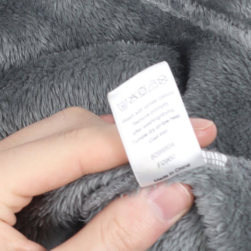 Studio Mens Grey Fleece Hooded Robe L/XL Winter Nightwear