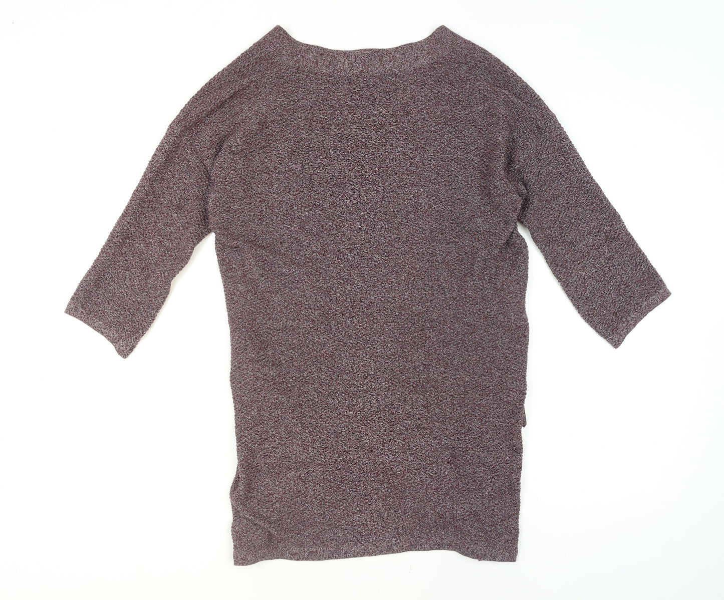Mango Women’s Purple Knit Belted Cardigan Size 12 V-Neck 3/4 Sleeve