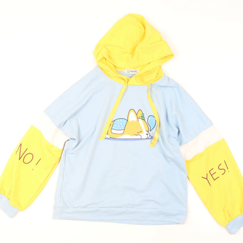 Rujiaxiang Boys Light Blue and Yellow Pullover Hoodie M Cartoon Dog Print