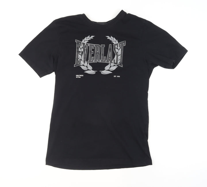Everlast Men's Black Cotton Crew Neck Graphic Sports T-Shirt Size S