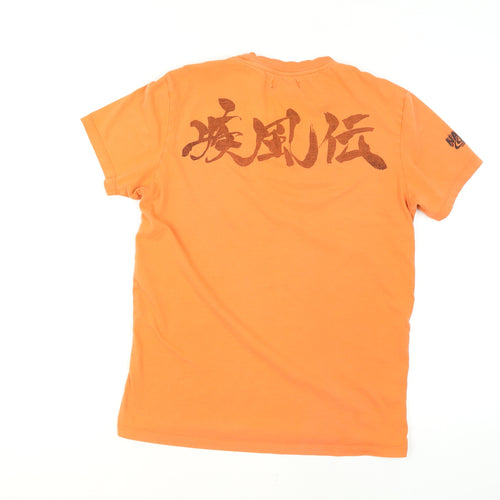 Bershka Men’s Orange Naruto Graphic Anime Short Sleeve T-Shirt Size S
