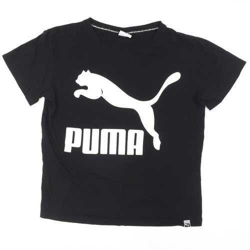 Puma Women’s Black Logo T-Shirt Size 10 Short Sleeve Cotton