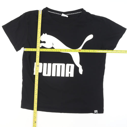 Puma Women’s Black Logo T-Shirt Size 10 Short Sleeve Cotton