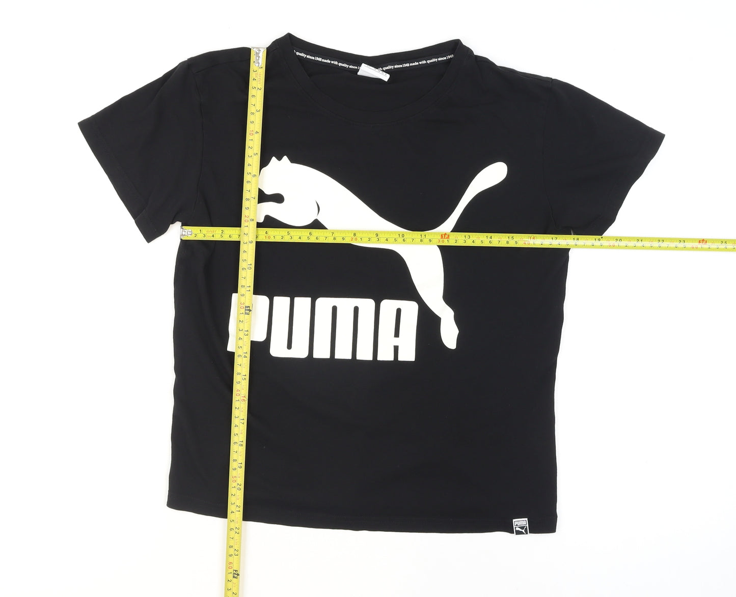 Puma Women’s Black Logo T-Shirt Size 10 Short Sleeve Cotton