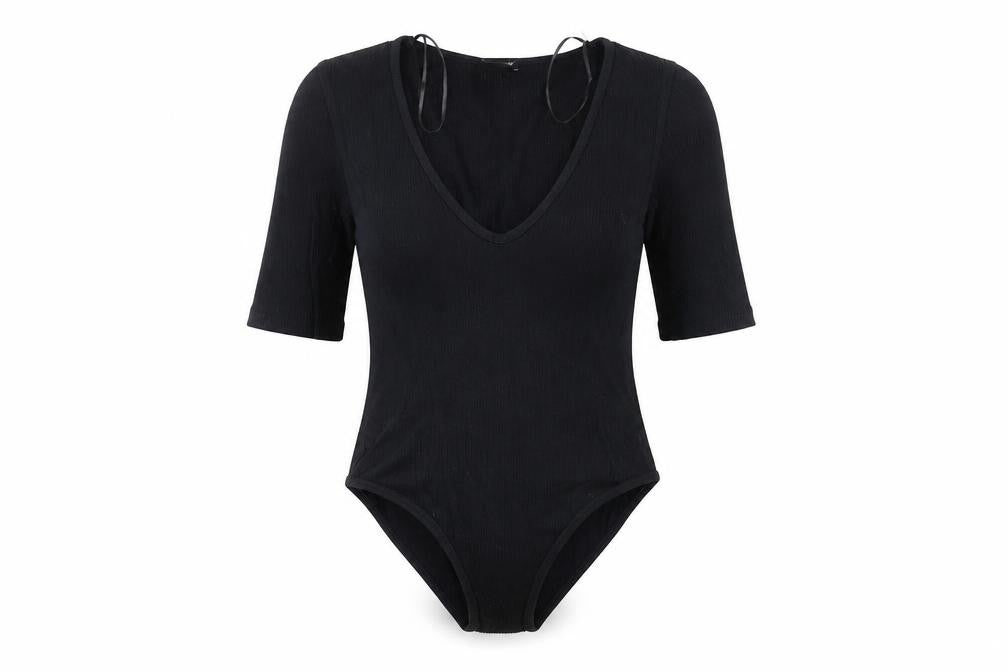 Banana Republic Women's Black Ribbed Bodysuit XS – Classic Scoop Neck Style