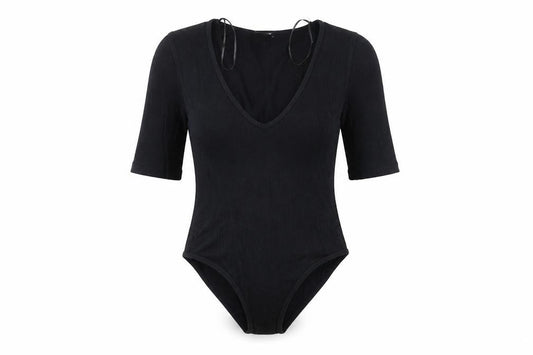 Banana Republic Women's Black Ribbed Bodysuit XS – Classic Scoop Neck Style