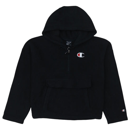 Champion Women Black Small 1/4 Zip Fleece Hoodie Pullover Casual