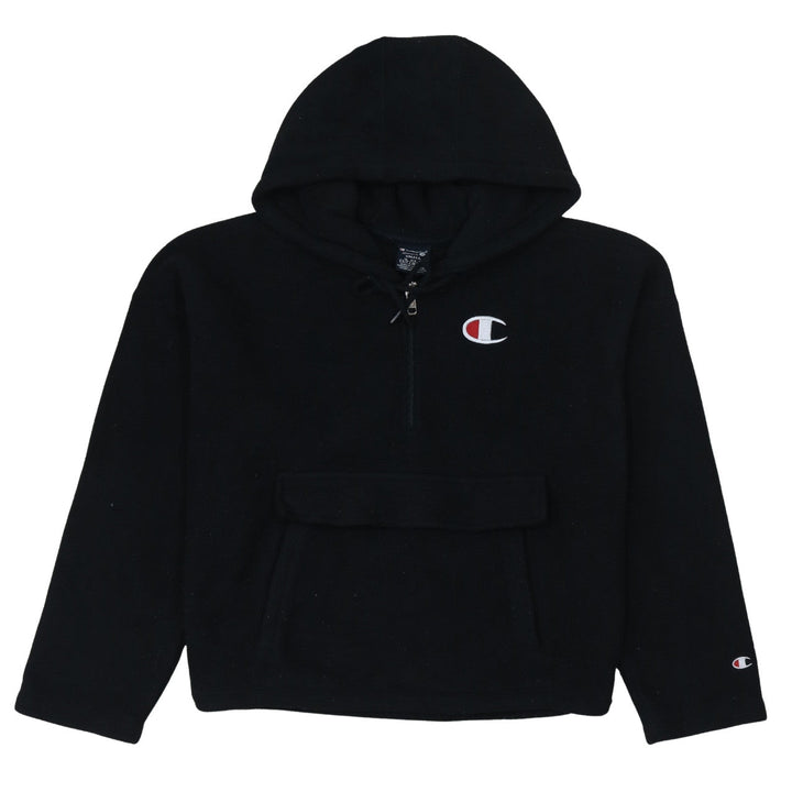 Champion Women Black Small 1/4 Zip Fleece Hoodie Pullover Casual