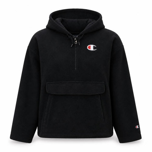 Champion Women Black Small 1/4 Zip Fleece Hoodie Pullover Casual