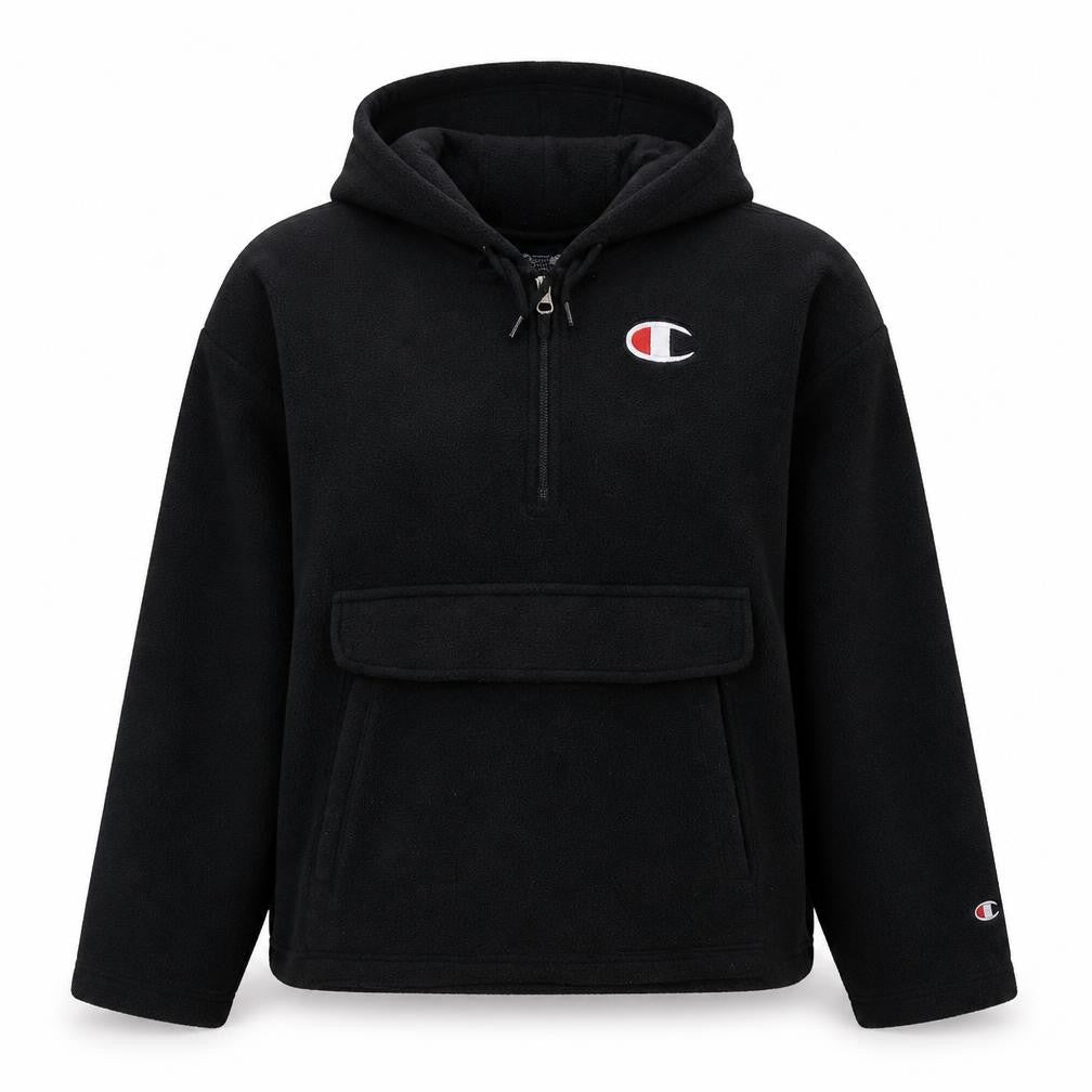 Champion Women Black Small 1/4 Zip Fleece Hoodie Pullover Casual