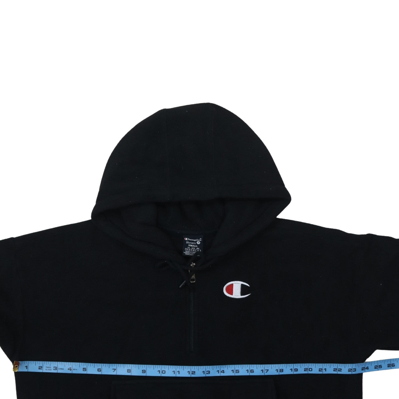 Champion Women Black Small 1/4 Zip Fleece Hoodie Pullover Casual