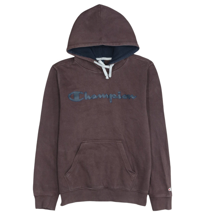 Champion Men's Brown Small Pullover Hoodie with Logo Print