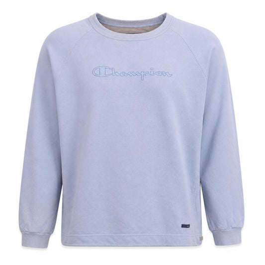 Front view of Champion Men's Blue Small Pullover Sweatshirt Embroidered Logo