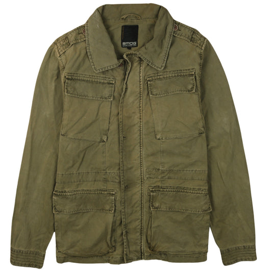 SMOG Men’s Green Cotton Military Jacket L Casual Style
