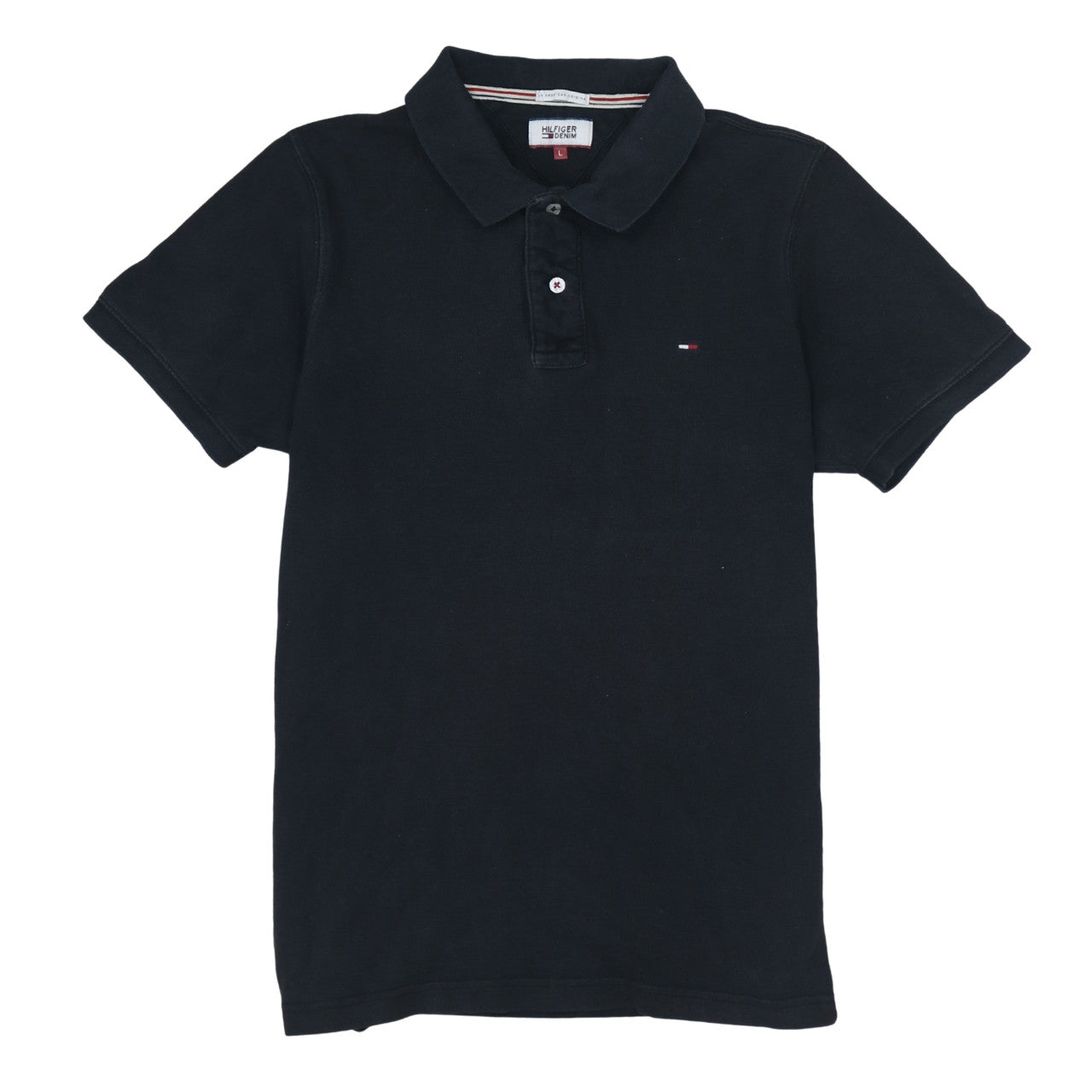 Tommy Hilfiger Men’s Black Cotton Polo Shirt Size L Classic Fit