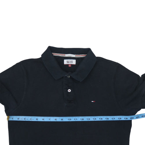 Tommy Hilfiger Men’s Black Cotton Polo Shirt Size L Classic Fit