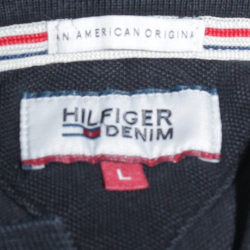 Tommy Hilfiger Men’s Black Cotton Polo Shirt Size L Classic Fit