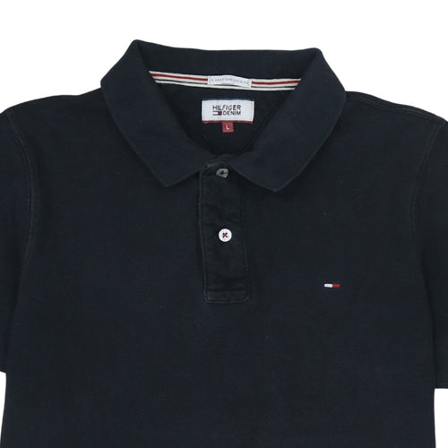 Tommy Hilfiger Men’s Black Cotton Polo Shirt Size L Classic Fit