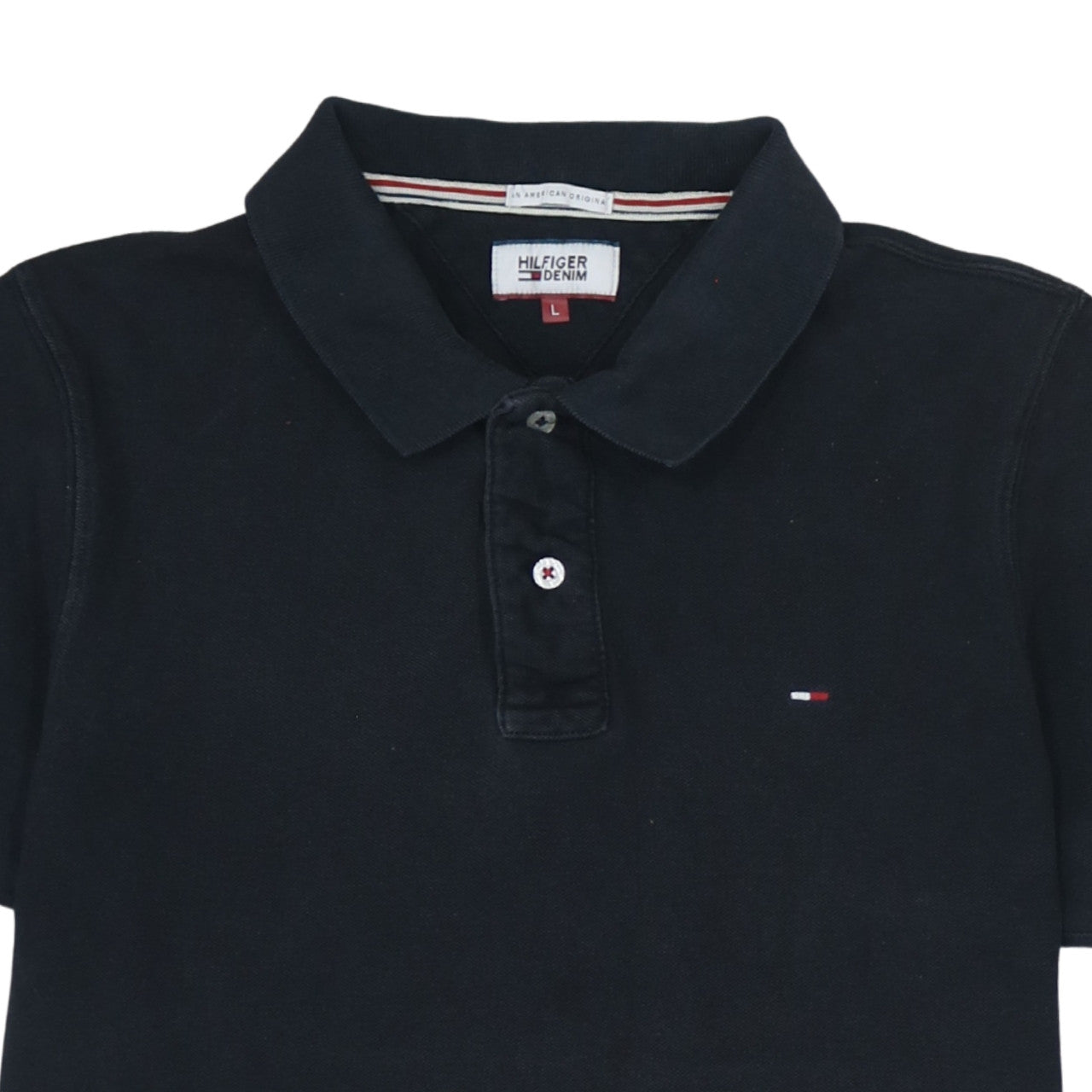 Tommy Hilfiger Men’s Black Cotton Polo Shirt Size L Classic Fit
