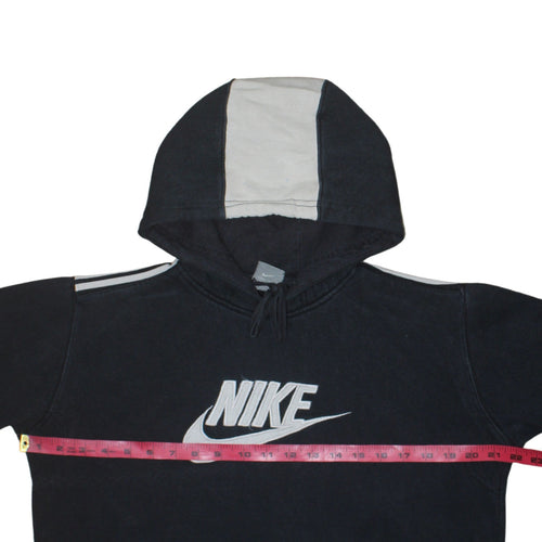 Nike Boys Black Pullover Hoodie with Logo and Drawstring Hood Size M