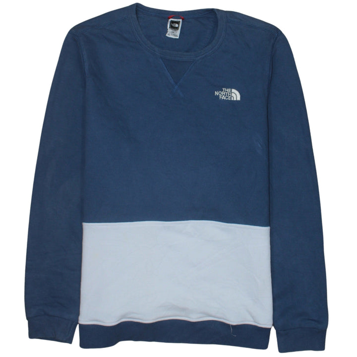 The North Face Men's Blue Colour Block Cotton Pullover Sweatshirt L