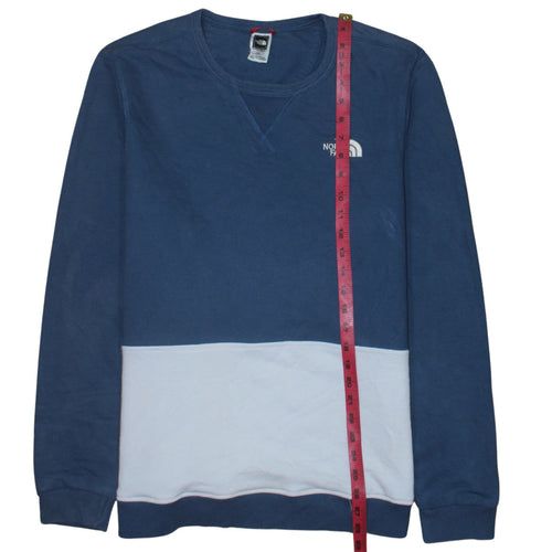 The North Face Men's Blue Colour Block Cotton Pullover Sweatshirt L