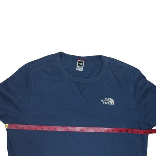 The North Face Men's Blue Colour Block Cotton Pullover Sweatshirt L