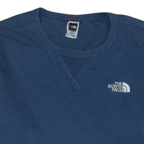The North Face Men's Blue Colour Block Cotton Pullover Sweatshirt L