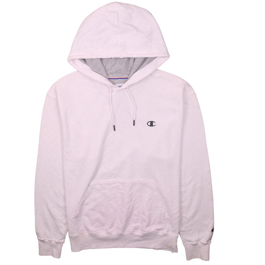 Champion Men's White Pullover Hoodie M Regular Fit Logo Fleece