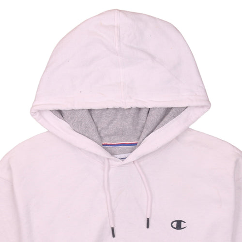 Champion Men's White Pullover Hoodie M Regular Fit Logo Fleece