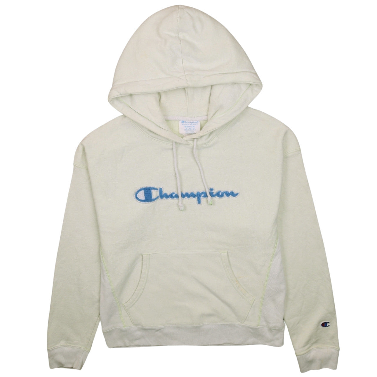 Champion Women Beige Hoodie Medium Reverse Weave Pullover Cotton Blend