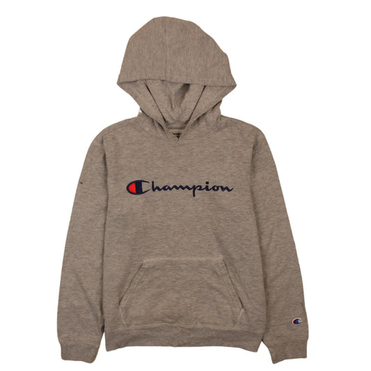 Champion Women’s Grey Pullover Hoodie L Logo Chest Cotton Blend