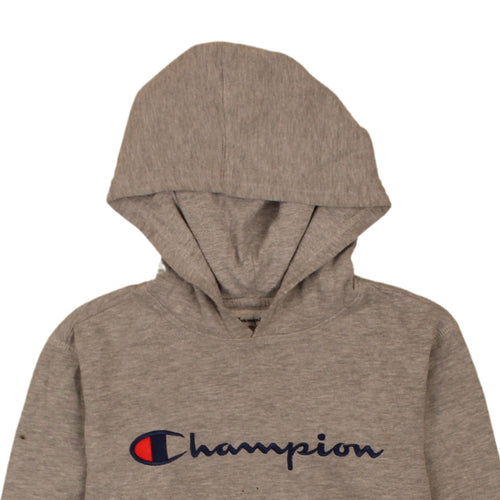 Champion Women’s Grey Pullover Hoodie L Logo Chest Cotton Blend