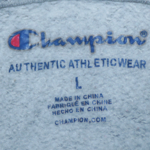 Champion Womens Beige Pullover Hoodie L Logo Graphic Athletic Sweatshirt