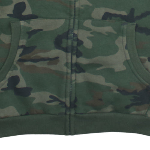 Primark Boys Green Camouflage Full Zip Hoodie 14-15 Years Cotton Blend