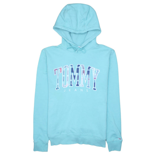 Tommy Jeans Mens Blue Pullover Hoodie L Logo Graphic Sweatshirt