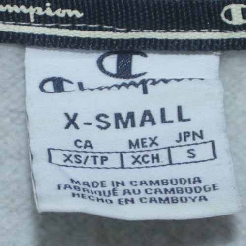 Champion Womens Grey XS Full Zip Hoodie Fleece Cotton Blend