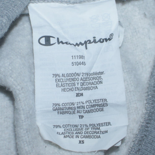 Champion Womens Grey XS Full Zip Hoodie Fleece Cotton Blend